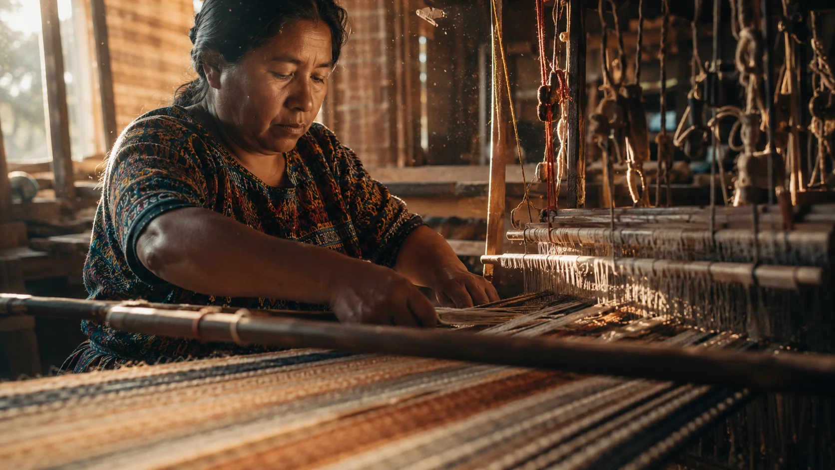 Artesana trabajando en su telar
